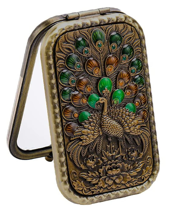 Vintage Peacock Design Compact Mirror