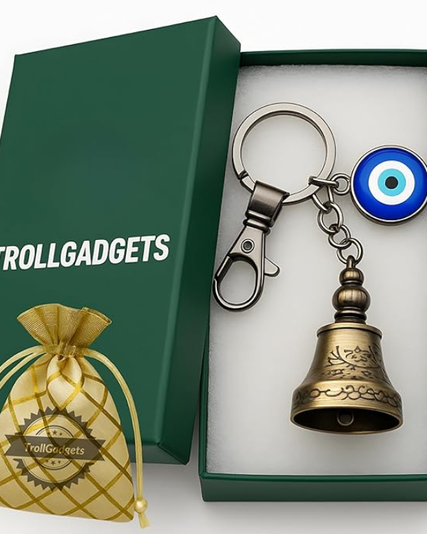 Evil Eye & Brass Bell Keychain Gift Set